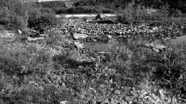 Zwart-wit natuur opnamen landschap van het verre Noordpoolgebied — Stockfoto