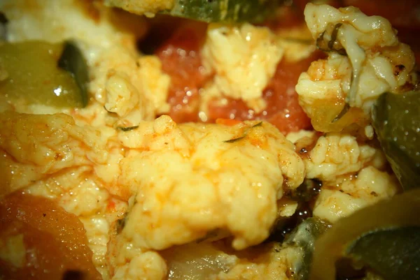 Lazanya, sebzeli omlet, tabakta makro fotoğraf yemeği.