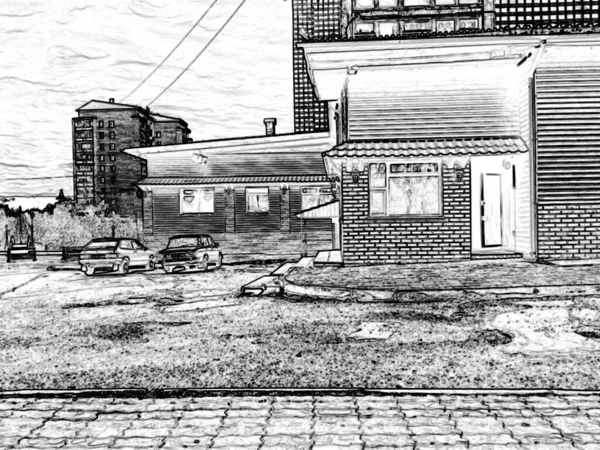 Harap olmuş terkedilmiş binalar Rusya 'nın kuzeyi. 