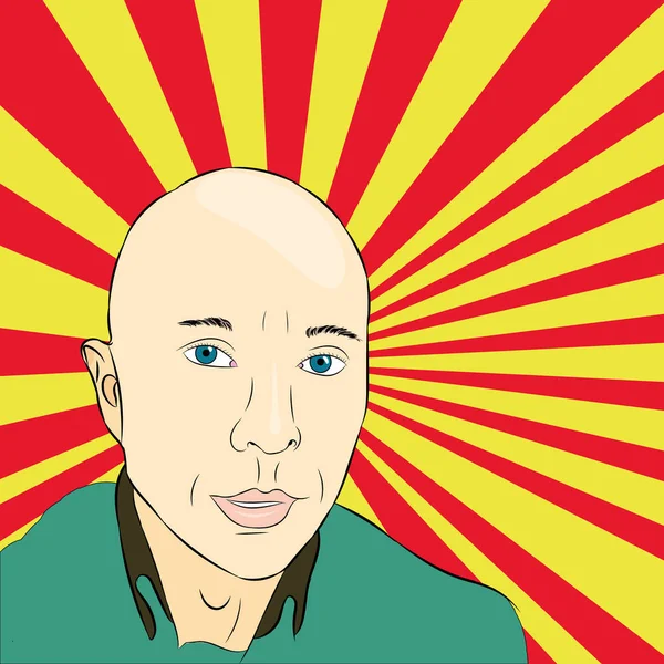 Bald Man Pop Art Vector — 스톡 벡터