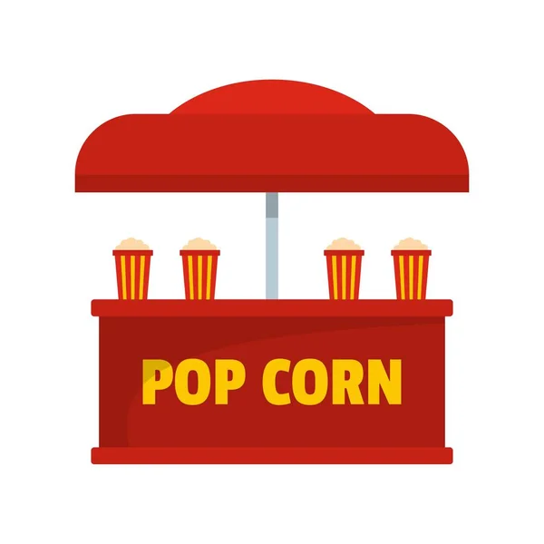 Pop corn selling icon, flat style. — Stock Vector