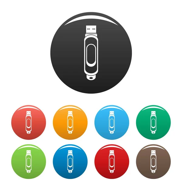 Mini iconos USB conjunto de vectores de color — Vector de stock