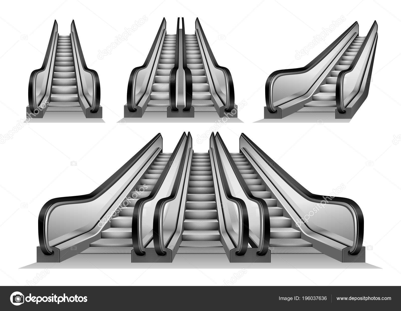 Download Escalator Elevator Mockup Set Realistic Style Vector Image By C Anatolir Vector Stock 196037636