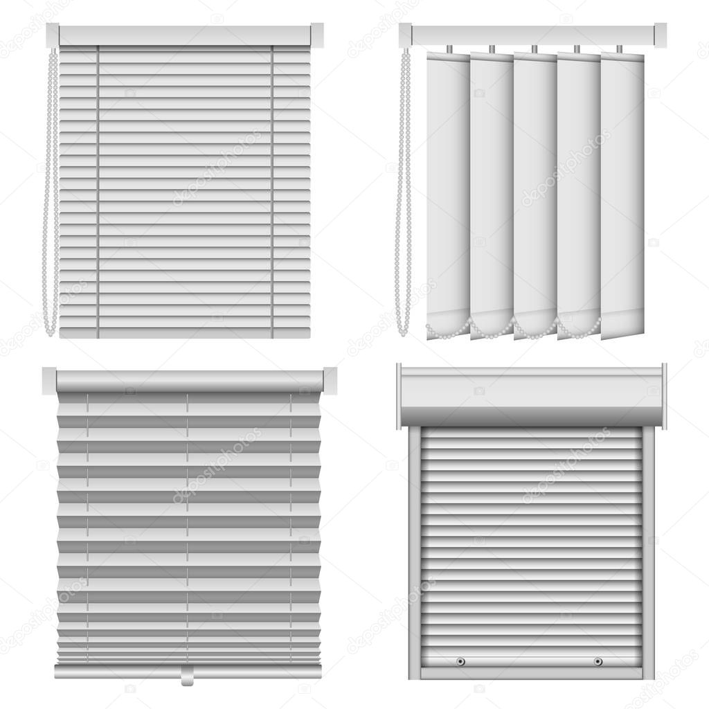 Blind window curtains mockup set, realistic style