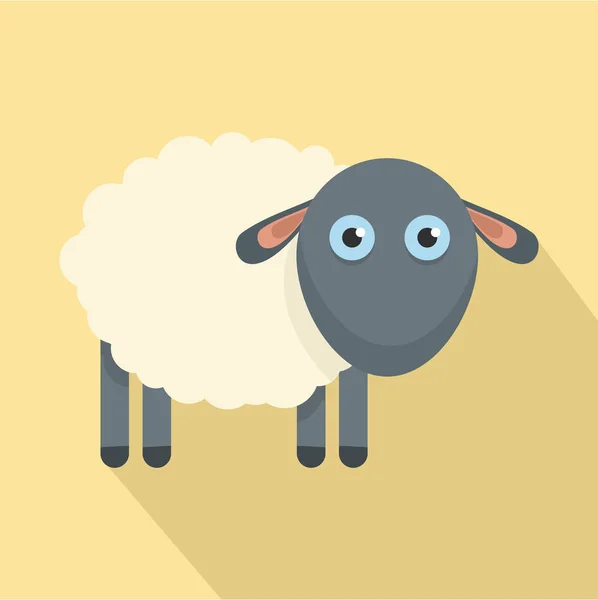 Симпатична ікона вівці, плоский стиль — стоковий вектор