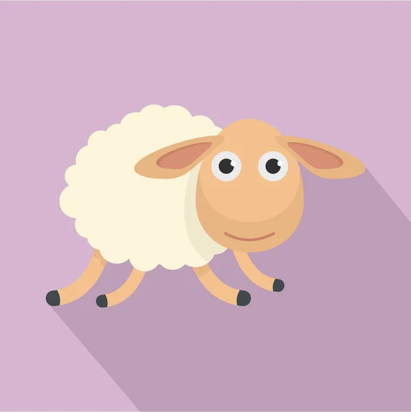 Running sheep icon, flat style — Stock Vector