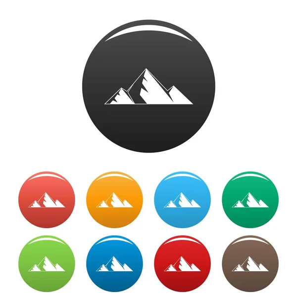 Montaña pico iconos conjunto vector de color — Archivo Imágenes Vectoriales
