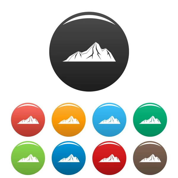 Alta montaña iconos conjunto vector de color — Archivo Imágenes Vectoriales