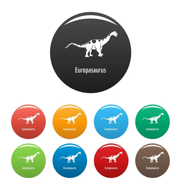 Europasaurus ícones definir vetor de cores — Vetor de Stock