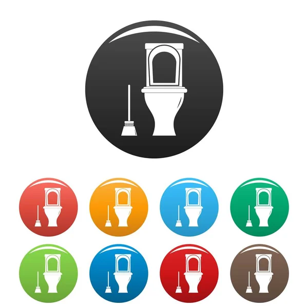 Pulizia delle icone dei servizi igienici impostare il vettore di colore — Vettoriale Stock