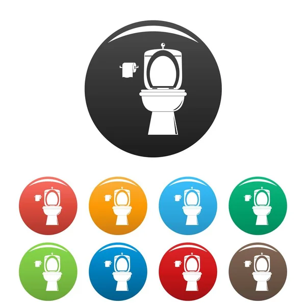 Ceramic toilet icons set color vector — Stock Vector