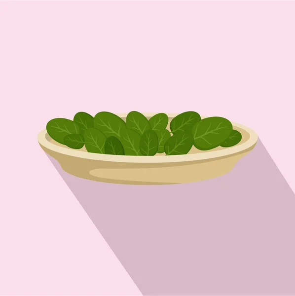 Icône de feuilles d'épinards, style plat — Image vectorielle