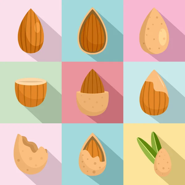 Значки семян миндального ореха — стоковый вектор