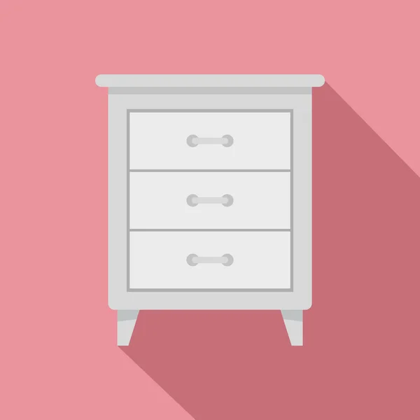 White nightstand icon, flat style — Stock Vector