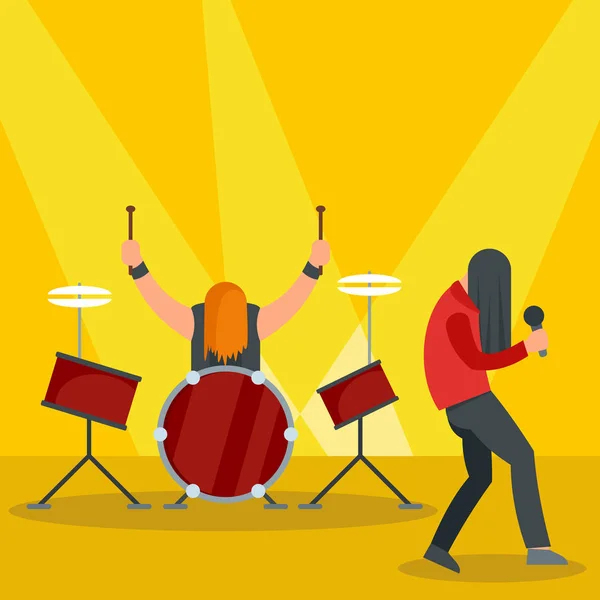 Rockband på konsert ikon, platt stil — Stock vektor