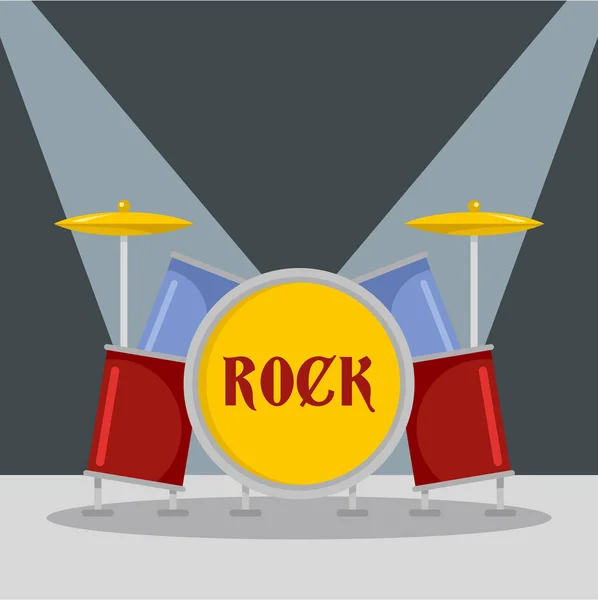 Icône des tambours rock, style plat — Image vectorielle