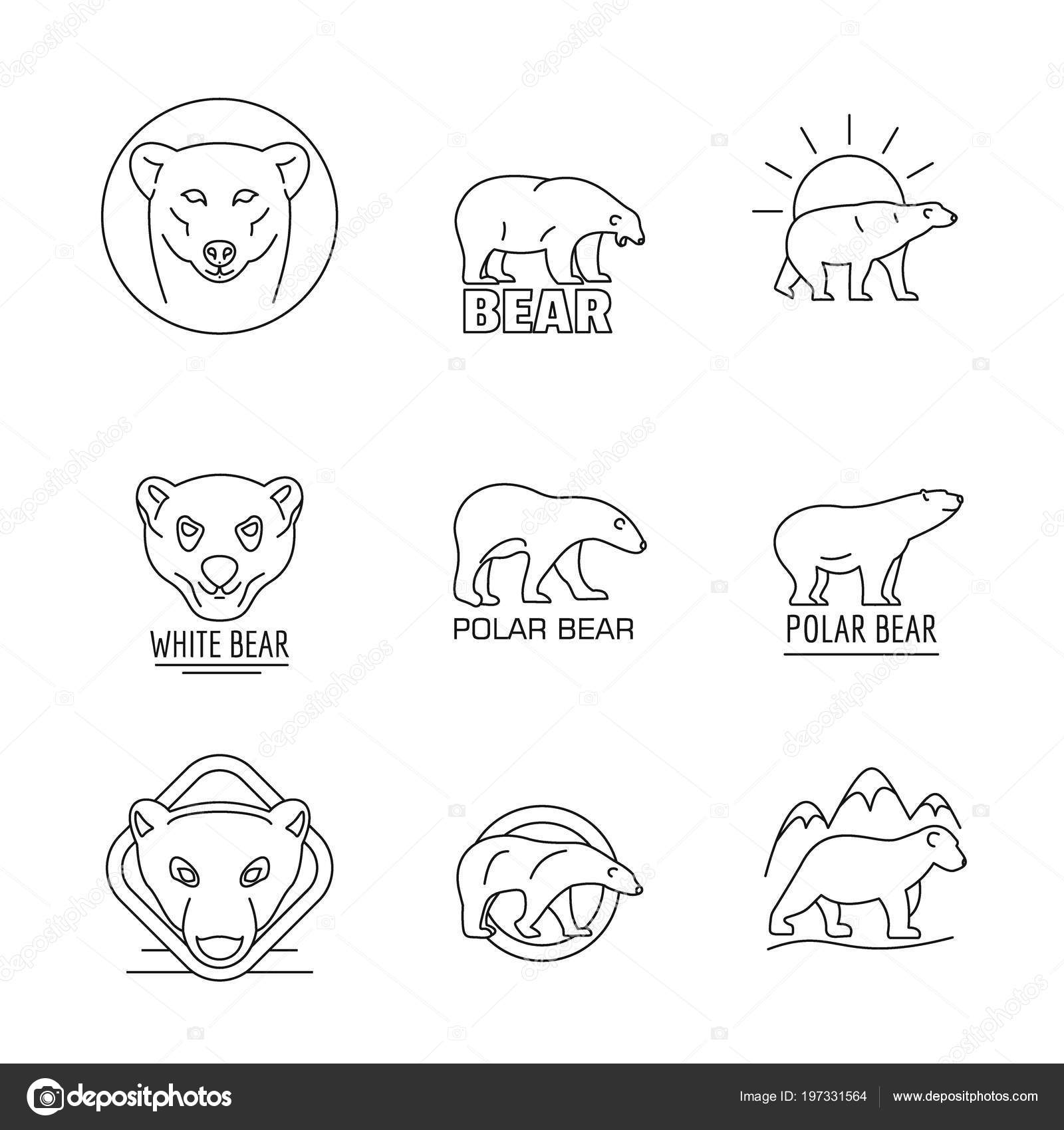 Download Baby polar bear outline | Polar bear baby white icons set ...
