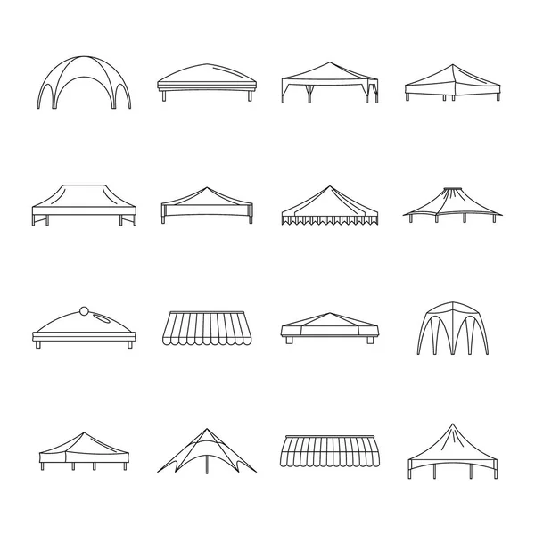 Canopy cobertizo iconos voladizo conjunto, estilo de contorno — Vector de stock