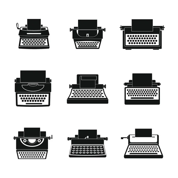 Skrivmaskin maskin nycklar ikoner set, enkel stil — Stock vektor