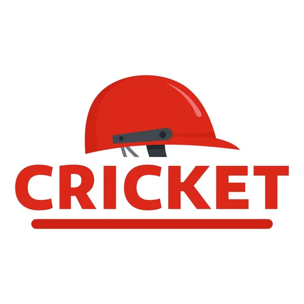Casque de cricket rouge logo, style plat — Image vectorielle