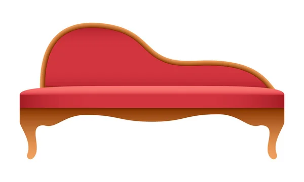 Ívelt piros kanapé makett, reális stílus — Stock Vector