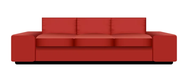 Grande maquette de canapé rouge, style réaliste — Image vectorielle