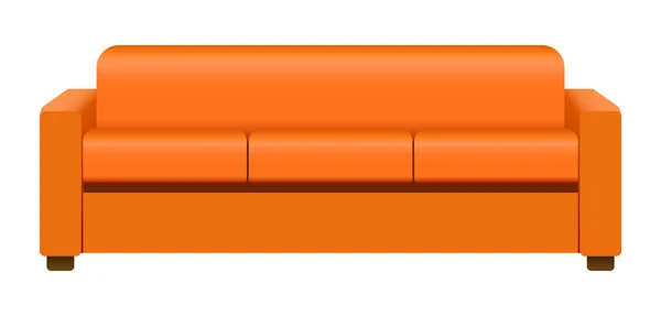 Sofá naranja suave maqueta, estilo realista — Vector de stock