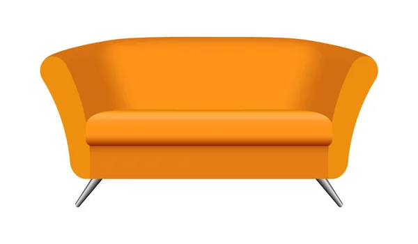 Oval orange sofa mockup, realistic style — Stock Vector