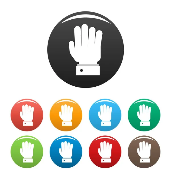 Iconos de parada de mano conjunto vector de color — Vector de stock
