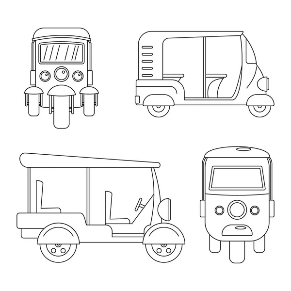 Tuk rickshaw Thailand ikoner set, dispositionsformat — Stock vektor