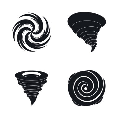 Hurricane storm damage icons set, simple style clipart