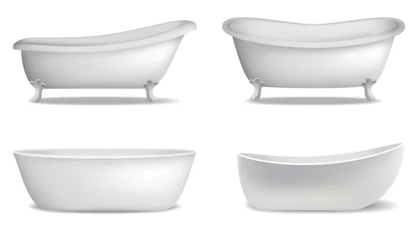 Set mockup interno vasca da bagno, stile realistico — Vettoriale Stock
