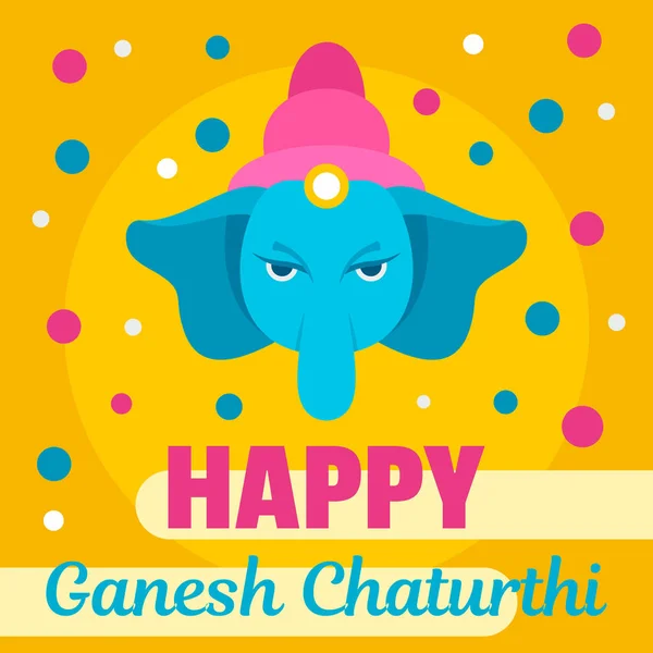 Happy Ganesh Chaturthi sfondo, stile piatto — Vettoriale Stock