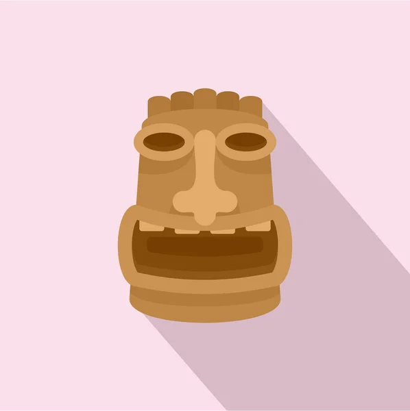 Icono de ídolo de madera Tiki, estilo plano — Vector de stock