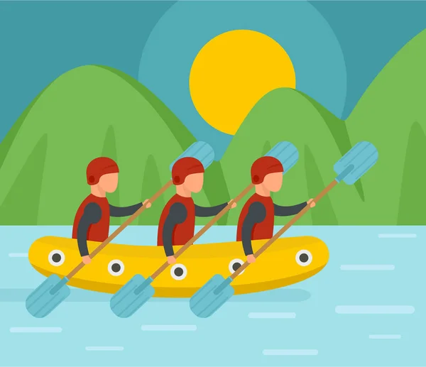 Montaje fondo rafting, estilo plano — Vector de stock