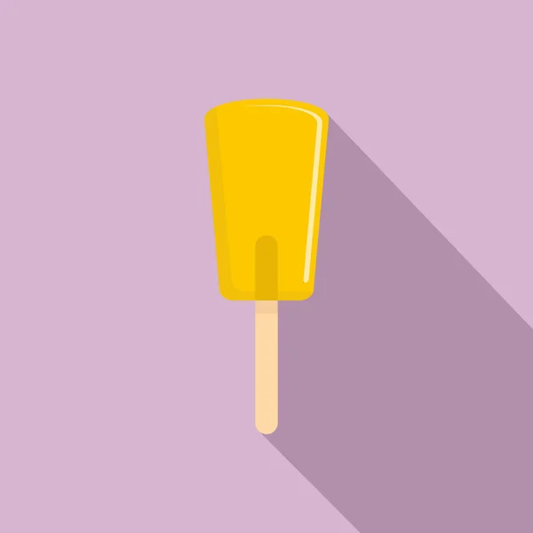 Yellow ice cream icon, flat style — Stock Vector