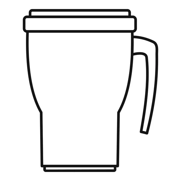 Icône de tasse thermique, style contour — Image vectorielle