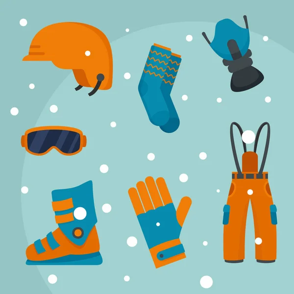 Winter equipment background, flat style — Stock Vector