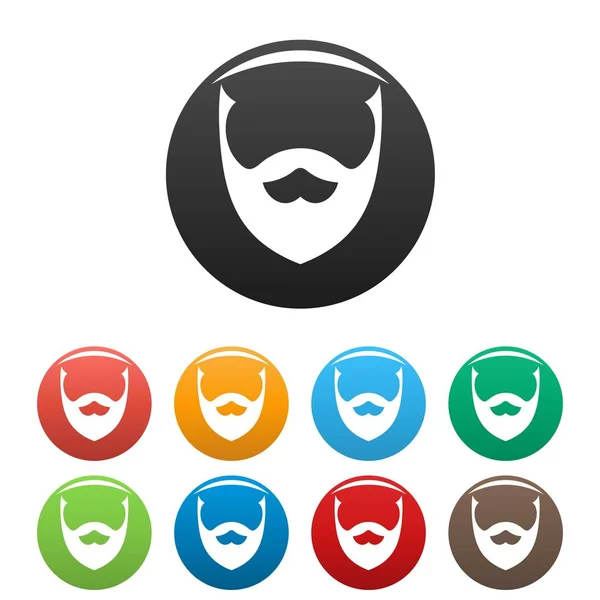 Stilvolle Bart-Symbole setzen Farbvektor — Stockvektor