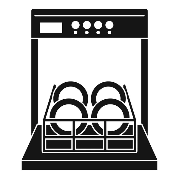 Open dishwasher icon, simple style — Stock Vector