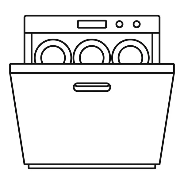 Icona lavastoviglie moderna, stile contorno — Vettoriale Stock