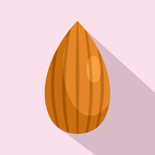 Almond nut icon, flat style — Stock Vector