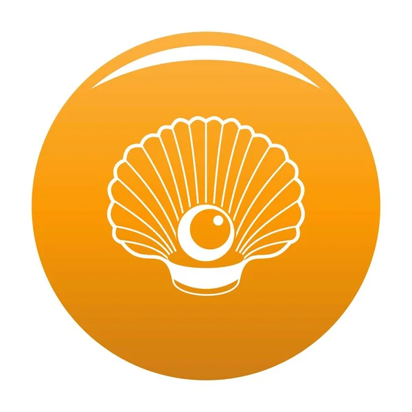 Shell dengan vektor ikon mutiara oranye - Stok Vektor