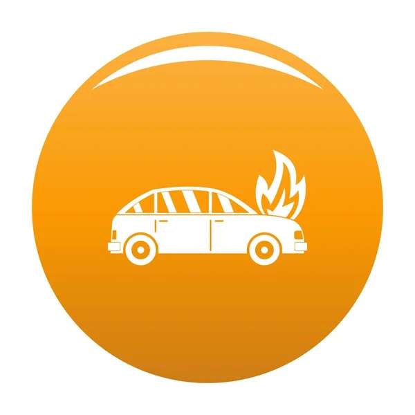 Queimando carro ícone vetor laranja — Vetor de Stock