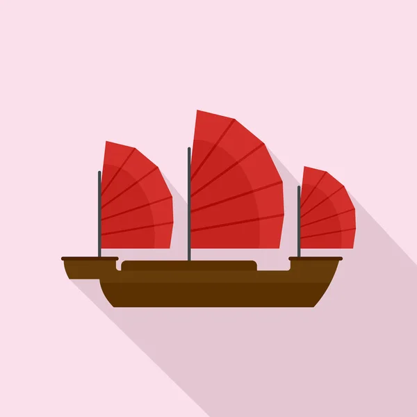 Китайская корабельная икона, плоский стиль — стоковый вектор