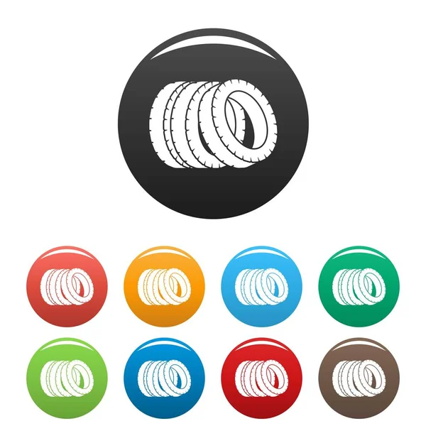 Montón de iconos de neumáticos conjunto vector de color — Archivo Imágenes Vectoriales