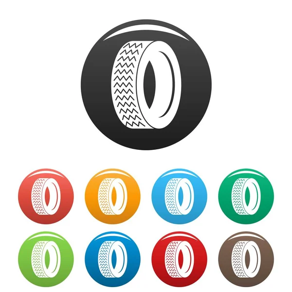 Macchina pneumatici icone impostare il vettore di colore — Vettoriale Stock