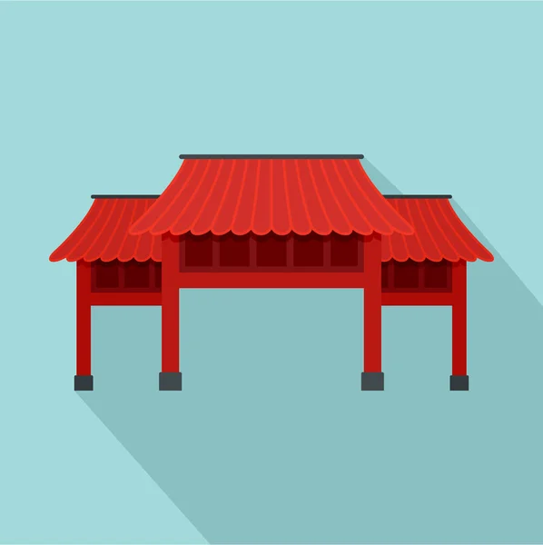 Vermelho asiático arco ícone, estilo plano — Vetor de Stock
