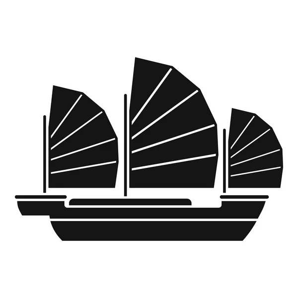 Cina icona della nave, stile semplice — Vettoriale Stock