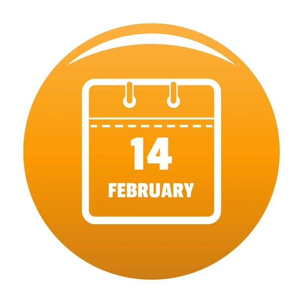 Calendrier quatorzième icône de février vecteur orange — Image vectorielle